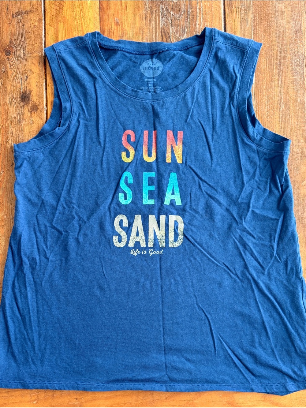 Life Is Good Blue Kids' 'Sun Sea Sand' Multicolor Graphic Tank